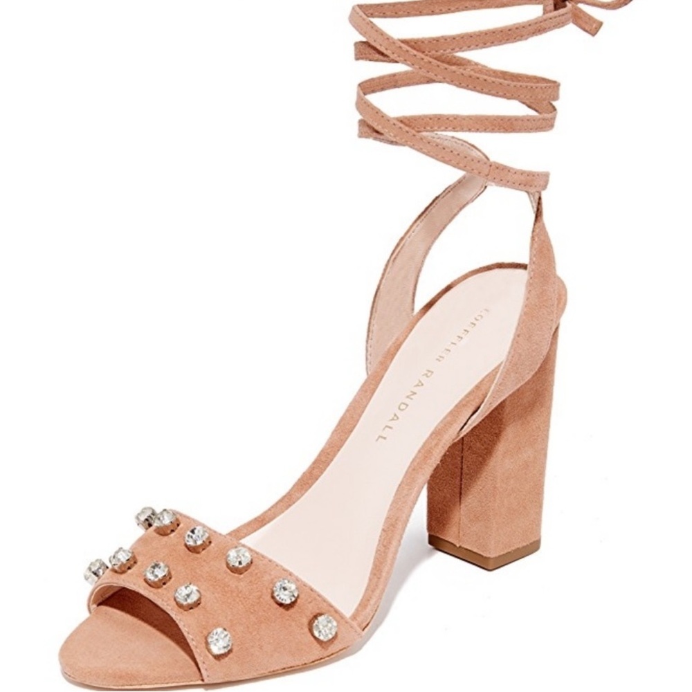 Loeffler Randall Elayna Wrap Sandals Suede Rhinestones 9M Shoes